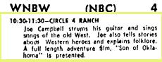 Circle 4 Ranch TV Listing, 10.3.54 Washington Post and Times Herald